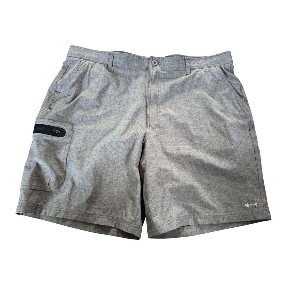 Silver Bait‎ Mens Gray Board Chino Zip Cargo Shorts Fishing Stretch